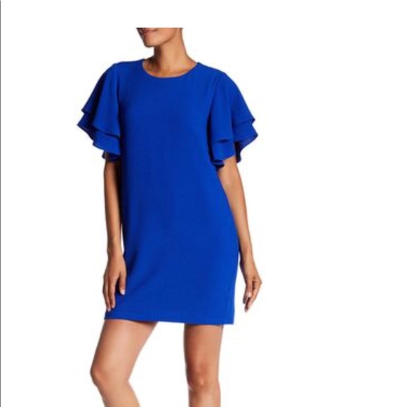 royal blue shift dress with sleeves